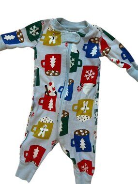 Hanna Andersson Hot Cocoa Organic Cotton Holiday Zipper Pajamas, Size 0-3 Months